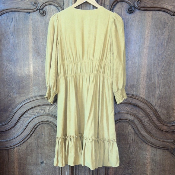 Calvin Klein V Neck Dress Midi Ochre Peasant Women's size 8 - Picture 11 of 12